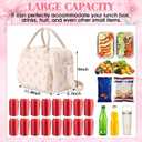 Dansydaisy Pink Bow Lunch Bag for Women, Corduroy Lunch Box with Strap