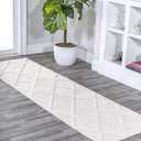 JONATHAN Y Diamond Trellis Indoor Outdoor Runner Rug 2X8 Ivory, Salines for Backyard, Patio, Porch, Easy-Cleaning, High Traffic, Pet-Friendly, Non-Shedding (IBZ101D-28)