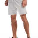 AMY COULEE Mens Athletic Workout Shorts 5.5" Cotton Casual Shorts Elastic Waist Joggers Sports SweatShorts (White, M)