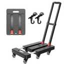 Folding Hand Truck, 500 LBS Heavy Duty Foldable Dolly Cart with Wheels, Telescoping Handle & 2 Elastic Ropes, Portable Luggage Cart for Moving, Travel, Home, Black Red