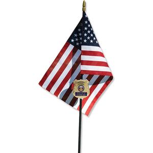 Police Veteran Grave Marker with American Flag - 30" Tall Cemetery Graveside Memorial with Officially Licensed Seal - by Allied Flag