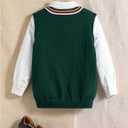 Floerns Boy's Striped Sweater V Neck Long Sleeve Cable Knit Casual Pullover Tops S 10Y