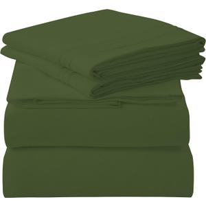 ROYALE LINENS 3 Piece Twin Sheets Set - Soft Brushed 1800 Microfiber Bedding - 1 Fitted and 1 Flat Sheet, 1 Pillow case - Wrinkle Free & Fade Resistant - Hotel Luxury Bed Sheets (Hunter Green, Twin)
