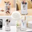 7 x Makeup Brush Holder, 2 Tier Clear Cosmetic Tools Organizer, Round Makeup Organizer for Vanity Countertop (Milky White)