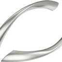 Goldenwarm 10 Pack 3-3/4 Inch Brushed Nickel Cabinet Pulls Arch Twisted Silver Drawer Handle, 96mm Hole Center, Zinc Alloy Dresser Handles for Cabinet Cupboard Bathroom