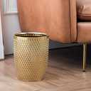 Modern Golden Small Trash Can Wastebasket, Garbage Container Bin for Bathrooms, Powder Rooms, Kitchens, Home Offices - Durable Ceramics - Round