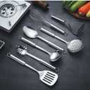 Berglander Cooking Utensil Set 8 Piece, Stainless Steel Kitchen Tool Set with Stand,Cooking Utensils, Slotted Tuner, Ladle, Skimmer, Serving Spoon, Pasta Server,Potato Maseher, Egg Whisk. 8 Pieces