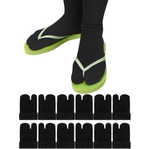 Geyoga 6 Pairs Flip Flop Socks Tabi Split Toe Socks Elastic Cotton for Men Women (Black)