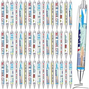 Sayglossy 36 Pcs New York Ballpoint Pen Collectible Gift Pen Bulk Retractable NY Souvenir Souvenirs USA New York Souvenirs for Office Supplies, 6 Styles, Black Gel Ink
