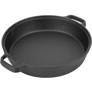 Cast Iron Skillet with 2 Handle, Non Stick Heat Resistant Frying Pan 25cm Rounde Mini Flat Bottomed Camping Skillet Cooking Cookware for Cooking Egg Steak