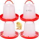 Chick Feeders and Waterers Set, 2 Pcs 1.5 L Poultry Drinkers & 2 Pcs 3.3 lbs Feeders, Hanging Plastic Poultry Containers for Chickens, Turkeys, Ducks and More