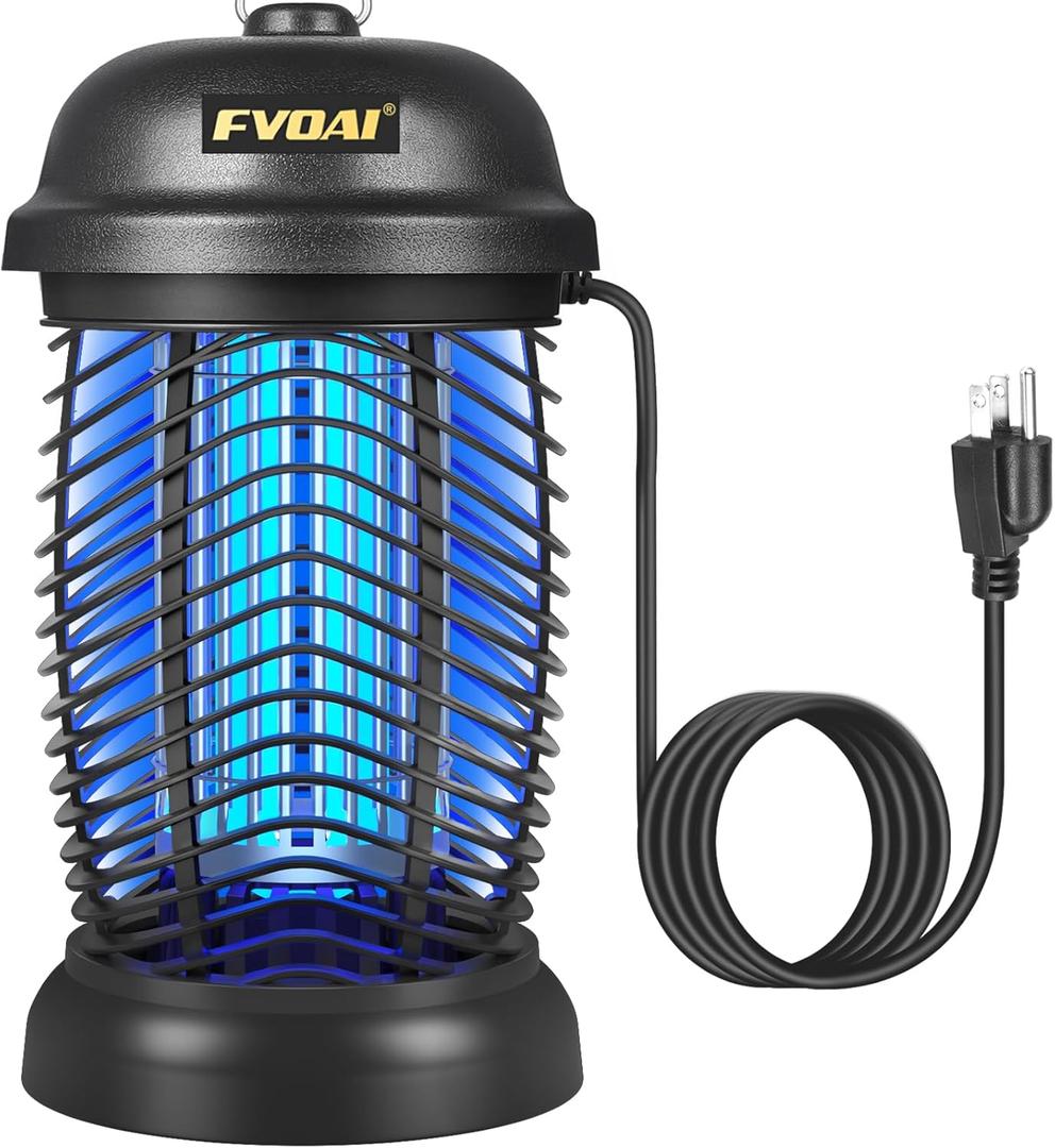 Bug Zapper Outdoor, Mosquito Zapper, Fly Zapper, Insect Zapper Electric Fly Traps for 1/2 Acre, Indoor Outdoor Use with 3 Prong Plug-in,4200V, ABS Plastic Outer, Black