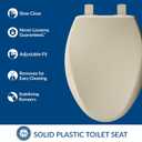 Mayfair Aurora Slow Close Toilet Seat, Easy Clean Hinges and Adjustable Perfect Fit Plastic Seat, Made in USA, Elongated, Bone