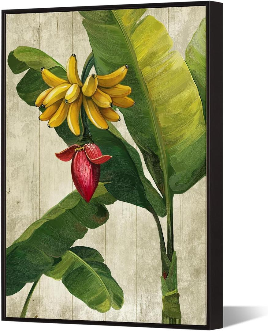 Muzenso Tropical Banana Leaf Wall Art 24x36 Framed Canvas Prints