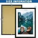 Hongkee 24x36 Poster Frame Set of 2, Rustic Black Wood Style - Display 24 x 36 Poster without Mat or 20x30 Picture with Mat, Wall Mounting Horizontal and Vertical