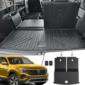 Cargo Mat with Backrest Mats for Volkswagen VW Atlas 2018-2024 2025 Car Mat Accessories(Not Fit Cross Sport), All Weather TPE Trunk Cargo Liner SEL Peak Edition(Cargo Mat with Backrest Mats)