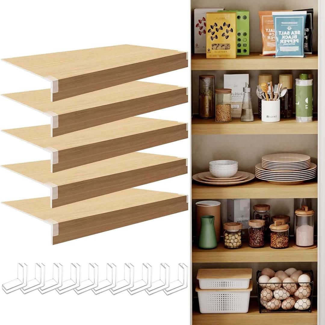 5PCS Wire Shelf Covers for Pantry, Preventing Leakage of Items & Removable, PVC Wire Rack Covers for Shelves Closet Kitchen (33 X 12, Oak Grain)