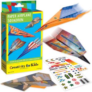 Creativity for Kids Paper Airplane Squadron - Create 20 Paper Airplanes, Mini Craft Kit for Boys, Easter Basket Stuffers and Gift for Boys, Kids Activities (Ages 6+)