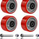 4" x 2" Caster Wheels, 1/2" Bore Axle Heavy Duty Industrial Wheels, Polyurethane on Cast Iron Wheel, Set of 4 Replacement Wheels for Cart Toolbox (4 Wheel)