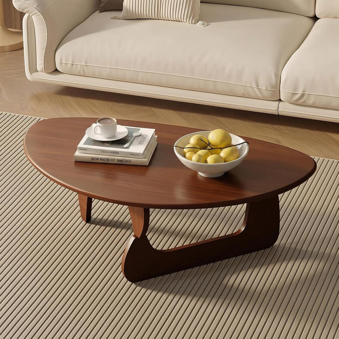 SoulNest Mid Century Small Coffee Table, Walnut Coffee Table for Living Room, Suitable for Living Room, Reception Room or Office (Small, Triangle)