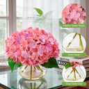 Real Touch Faux Hydrangea Flowers in Glass Vase, No Watering Needed Silk Hydrangea Artificial Flowers for Farmhouse Wedding Decor Dining Table Centerpiece Bedroom Decor