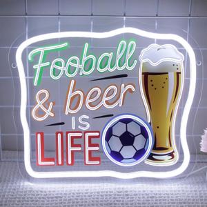 Football and Beer is Life Neon Sign for Wall Decor, 2026 World Cup Neon Light LED Football Sports and Beer Sign, for Man Cave Home Bar Garage Game Day Party Decor(11.8 * 10.2 In)