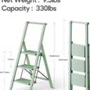HillhutApex 3 Step Foldable Aluminum Step Ladder with Handgrip, Anti-Slip Pedal, 330 lbs Capacity, Lightweight & Portable for Home, Kitchen, Office, Garage (Pale Green)