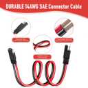SAE to SAE Extension Cable 1FT, 14AWG Heavy Duty Pure Copper SAE Connector Quick Connect and Disconnect Wire Harness for Solar Panel, Motorcycles, Car, Truck, RVs, Tractors, ATV, Boat, Trolling Motor