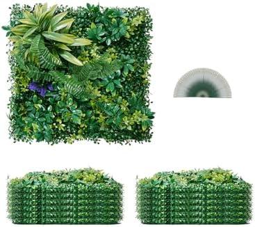Artificial BOXWOOD HEDGE Panels, 12 PCS 21 x 21 inch, 3D Combination Greenery Boxwood Panel for Indoor Outdoor Green Decor & Ivy Fence Covering, Privacy Backdrop Wall Hedge Screen for Garden