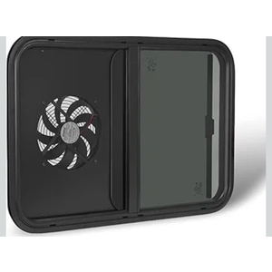 RV Window with Integrated Exhaust Fan, 30" W x 20" H, DOT-Compliant Sliding Replacement for Campers Cargo and Trailers, Complete with Trim Ring