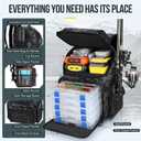 PLUSINNO Cooler Fishing Backpack with Rod Holders 45L Large Water-resistant Fishing Tackle bag Store Fishing Gear Fishing Gifts for Men Father, Sport Bags