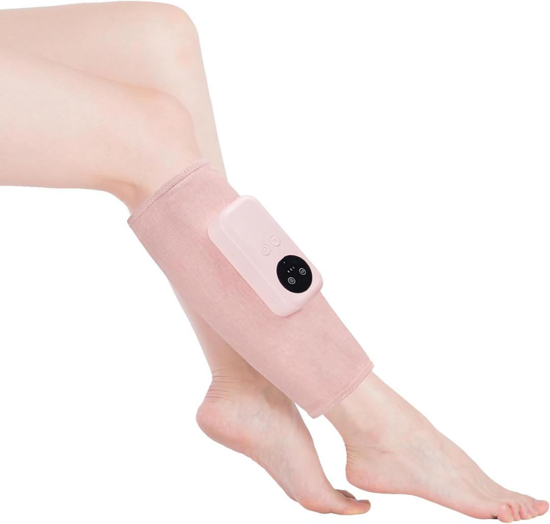 Air Compression Leg Massager, Cordless Calf Massager with Heat, Air Compression Leg Massage for Circulation and Pain Relief, Gifts for Dad Mom Men Women, Pink (Single)