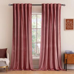 MIULEE Velvet Curtains 96 inches 2 Panels - Luxury Blackout Curtains for Bedroom Living Room Thermal Insulated Super Soft Window Drapes Rod Pocket & Back Tab, Dusty Rose Pink, W52 x L96 inches