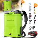 Battery Powered Backpack Sprayer,5.3 Gallon Large Capacity Electric Graden Sprayer,100 PSI Adjustable Pressure Sprayer Compatible with 21V 2.6Ah Battery,Electric Sprayer with Telescopic Wand,8 Nozzles