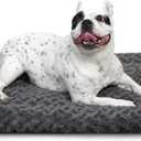 Washable Dog Bed Mat Dog Crate Pad Soft Fluffy Pet Kennel Beds Dog Sleeping Mattress for Large Jumbo Medium Small Dogs, 29 x 18 Inch, Gray