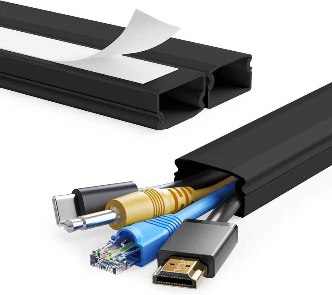 Yecaye TV Cord Hider, 47In Large Cable Hider, Wire Covers for 4 Cords, Wire Hiders for TV on Wall, Cable Raceway Concealer, 3L15.7in W1.18in H0.6in, Black