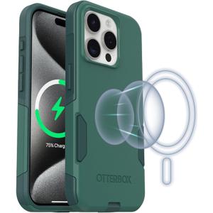 OtterBox iPhone 15 Pro - Commuter MagSafe Case - Slim & Tough - Pocket-Friendly - Dual Layer Drop Protection - Port Covers  Non-Retail Packaging - Green (Get Your Greens)
