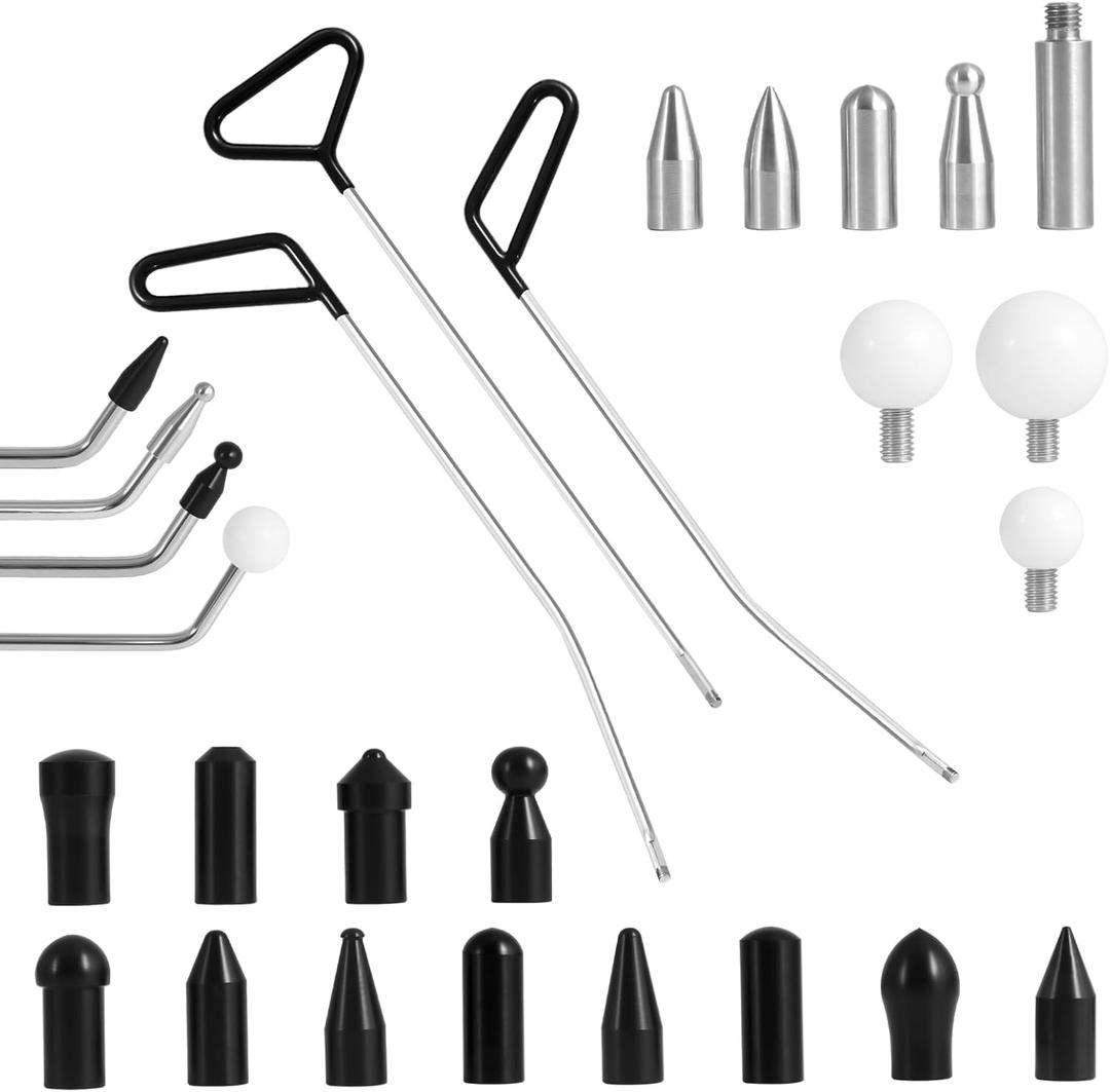Paintless Dent Removal Kit,23pcs Car Dent Repair Rods, Car Body Dent Repair Tool for Door Dings, Minor Dents and Hail Damage (23 pcs with 3 rods)