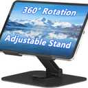 360 Rotation Tablet Stand, Ultra Stability Base Fully Folded Easy to Store and Carry Adjustable iPad Stand Compatible with 4-13" Tablet E-Reader iPad Pro/Air/Mini and More (Black)