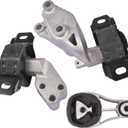 Set of 3 Engine and Transmission Mounts Front Rear Replacement for Smart Fortwo 451 2008-2015 1322200048 1322200148