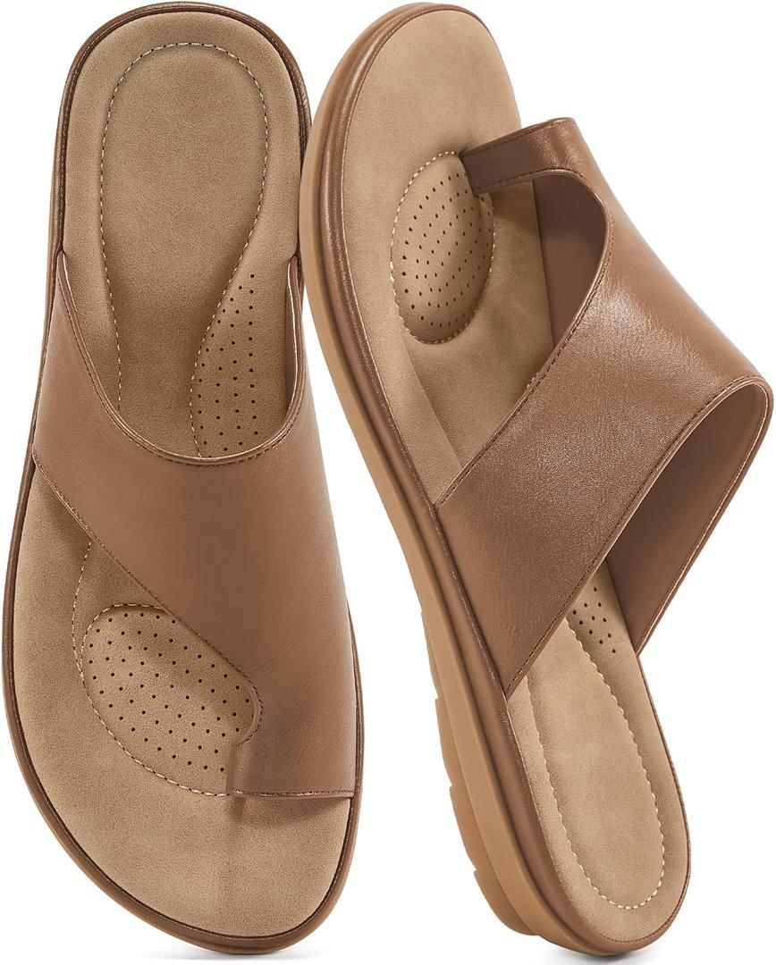 Reimferce Summer Flat Sandals for Women: Comfortable Walking Dressy Slides for 2026 - Ladies Orthopedic Casual Shoes Indoor Outdoor, Size: 7