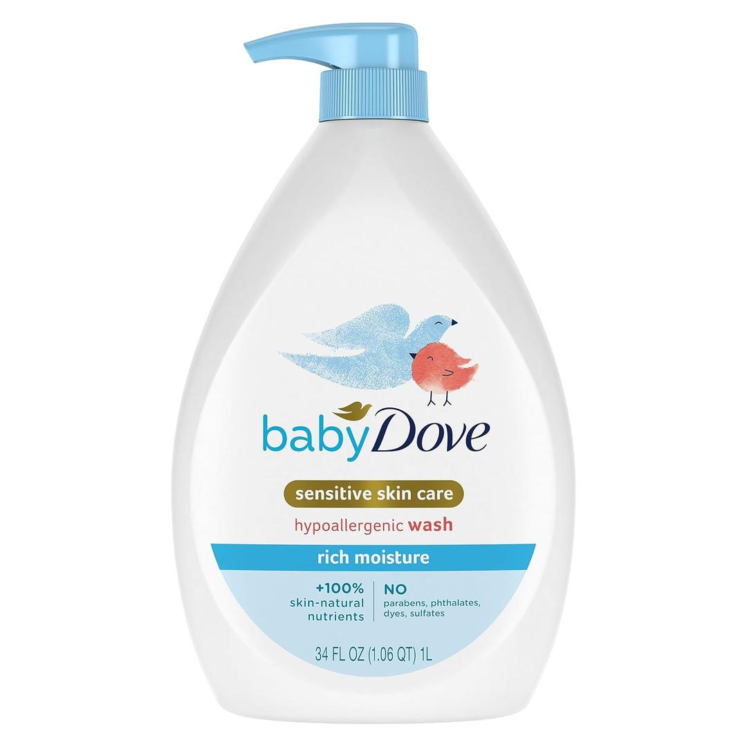 Baby Dove Sensitive Skin Hydrating Body Wash | Tear-Free & Hypoallergenic | Pediatrician Tested | 34oz (34 Fl Oz (Pack of 1))