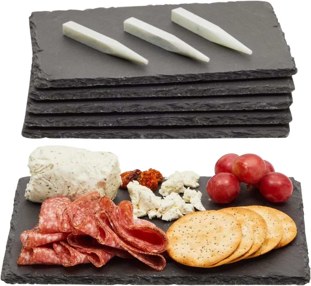 Juvale Mini Charcuterie Boards - 6-Pack, 6 x 8.75 in, Black Slate - Slate Charcuterie Boards & Cheese Platter for Sushi & Appetizers