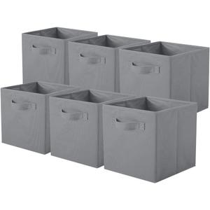 ShellKingdom Storage Bins, Foldable Fabric Storage Cubes And Cloth Organizer Drawer For Closet And Toys, 6 Pack (Gray)