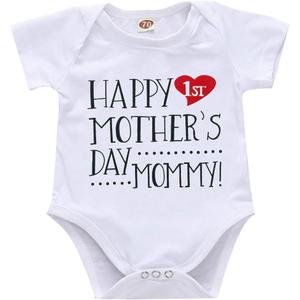 XFGLCK Newborn Infant Baby Boys Girls Mother's Day Outfit Short Sleeve Romper Bodysuit Onesie (3-6 Months)