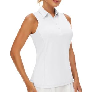 Casei Women's Sleeveless Golf Polo Shirts UPF 50+ Quick Dry Collared Polo Shirts Athletic Tank Tops Shirts (Large, Pure White)