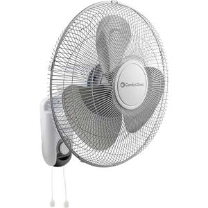 Comfort Zone Oscillating Wall Mount Fan with Adjustable Tilt, 16 inch, 3 Speed, Metal Grille, 90 Degree Oscillation, Airflow 14.07 ft/sec, Ideal for Home, Bedroom, Gym & Office, CZ16W