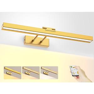 PESUTEN Picture Light Battery Operated, 16in Wireless Art Light for Paintings CCT Dimmable Recharging Battery Picture Light with Remote Control for Gallery Dartboard Art Bedroom Bathroom (Gold)