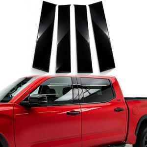 A Set Window B Pillar Post Cover Trim Molding Kit fit for 2022-2024 Toyota Tundra Accessories with Gloss Black Self-Adhesive