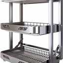 Foldable Dish Rack,Stainless Steel Drain Rack,3 Tier Dish Drying Rack, Rustproof Dish Drainer for Kitchen Countertop with Drain Tray,Silver